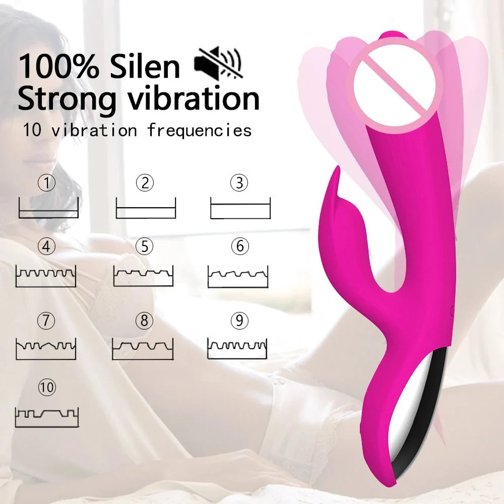 High Speed 10 Frequency Silicone G-spot Female Masturbation USB Charging Massage Wand Rabbit Vibrator