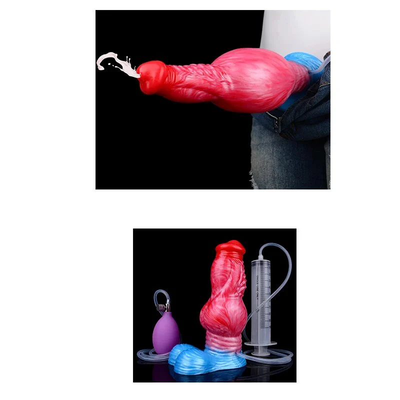 7.8 Inch Silicone Dog Knot Inflatable Squirting Dildo Adult Flirting Orgasm Anal Plug Sex Toy
