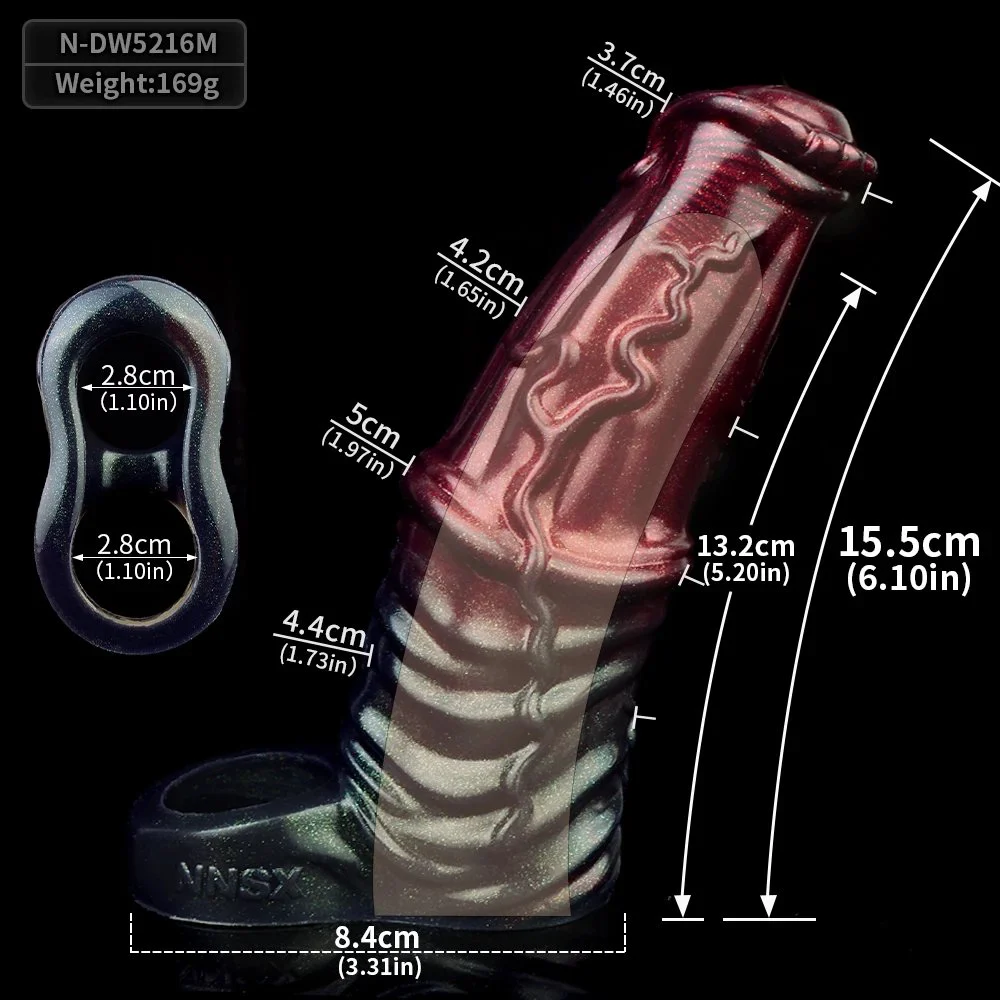 Silicone Penis Sleeve Extender Horse Cock Sleeve Enlarger Delay Ejaculation Male Length Extension Enhancer for Men Couples