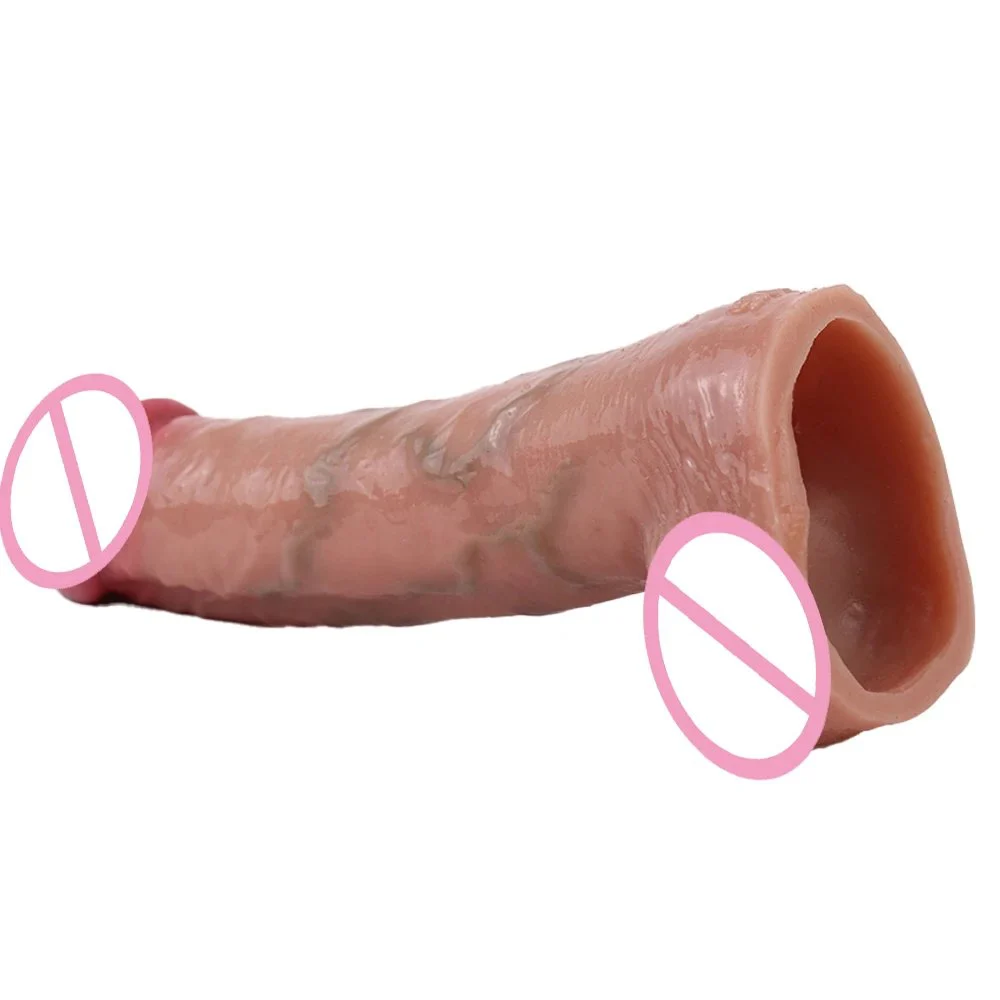 Simulate Large Size Penis Sleeve Enlargement Penis Sex Toy Multi Functional Dildo Girth Enhancer Silicone Dildo for Men