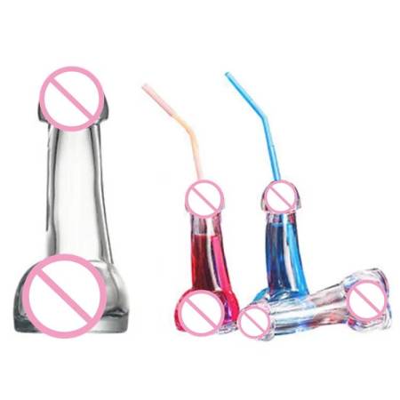 Fun Creative Penis Shape Drinking Wine Glass Bottle Macho Man Dildo Glass Cup