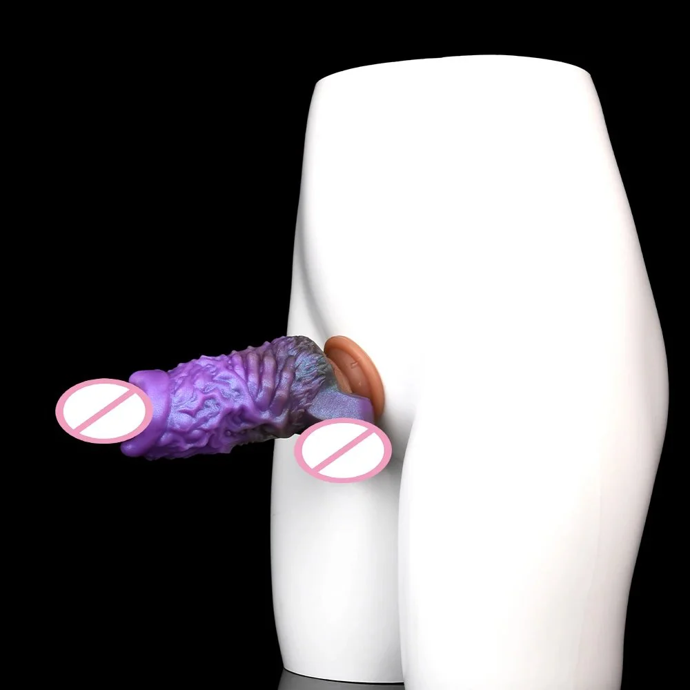 Soft Fantasy Penis Sleeve with Purple Amber Color Enlarger Enhancing Erection Dildo Sleeve for Male Cock Cover