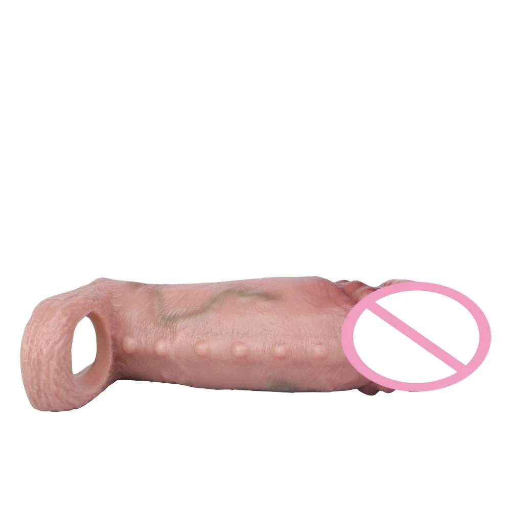 Silicone Soft Reuse Realistic Cock Sleeve 5.9'' Extender Delay Ejaculation Sex Toy for Men