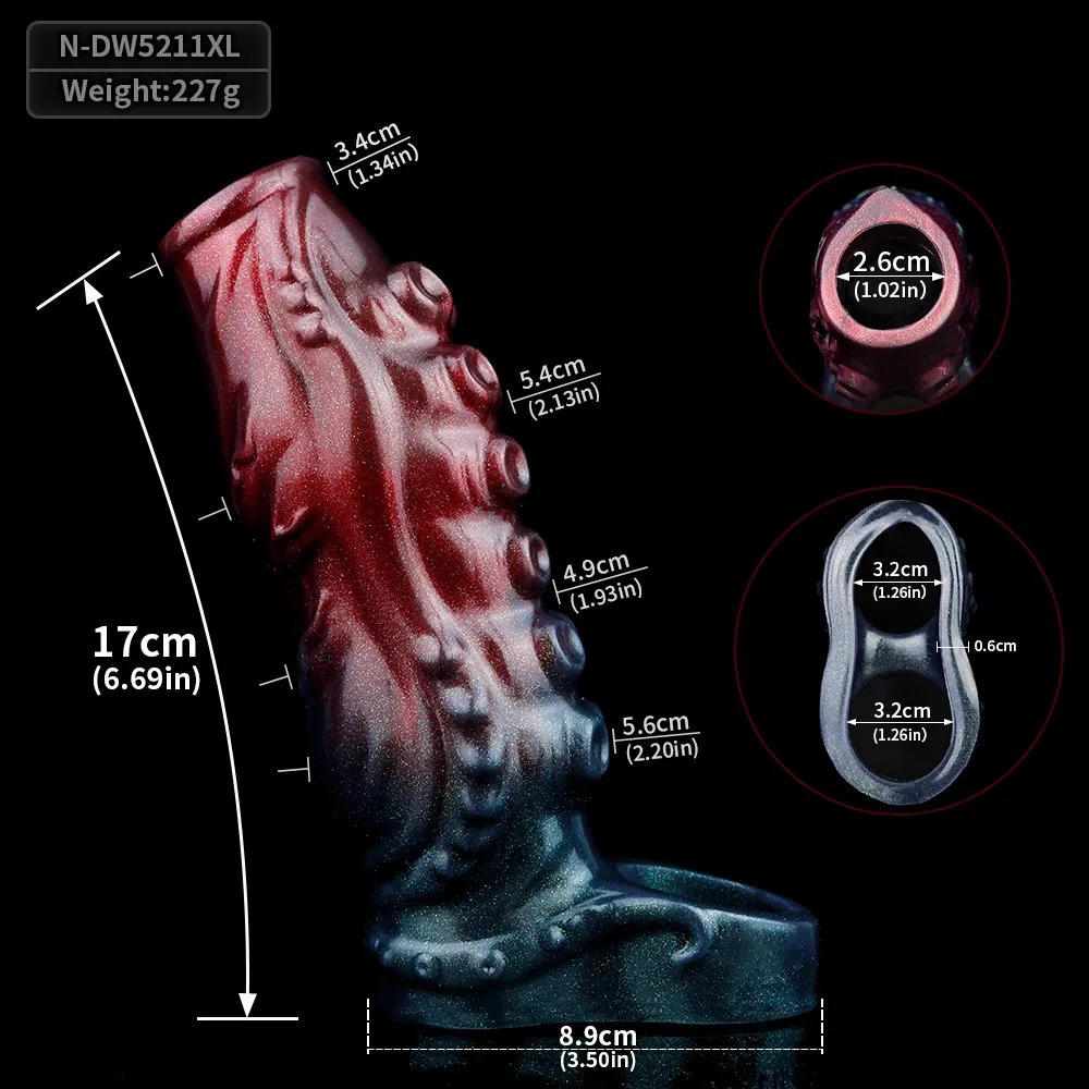 Size Soft Silicone Silver Mirror Sleeve Non-marking Wearable Octopus Tentacle Patterned Toys Fantasy Dildo