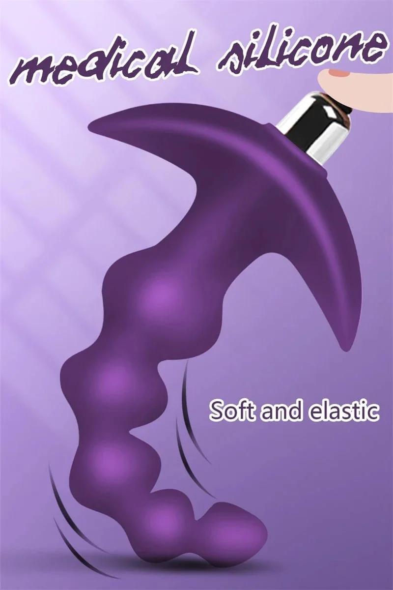 Electric Long Anal Beads Silicone G Spot Massager Anal Beads Butt Plug Vibrator Erotic Prostate Vibrator