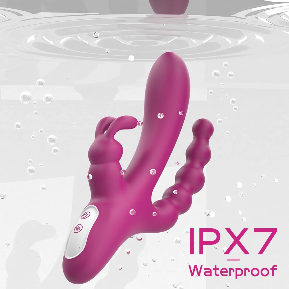 Medical Silicone+ABS 9-frequency Vibration G-spot and Anus Stimulus Rabbit Vibrators