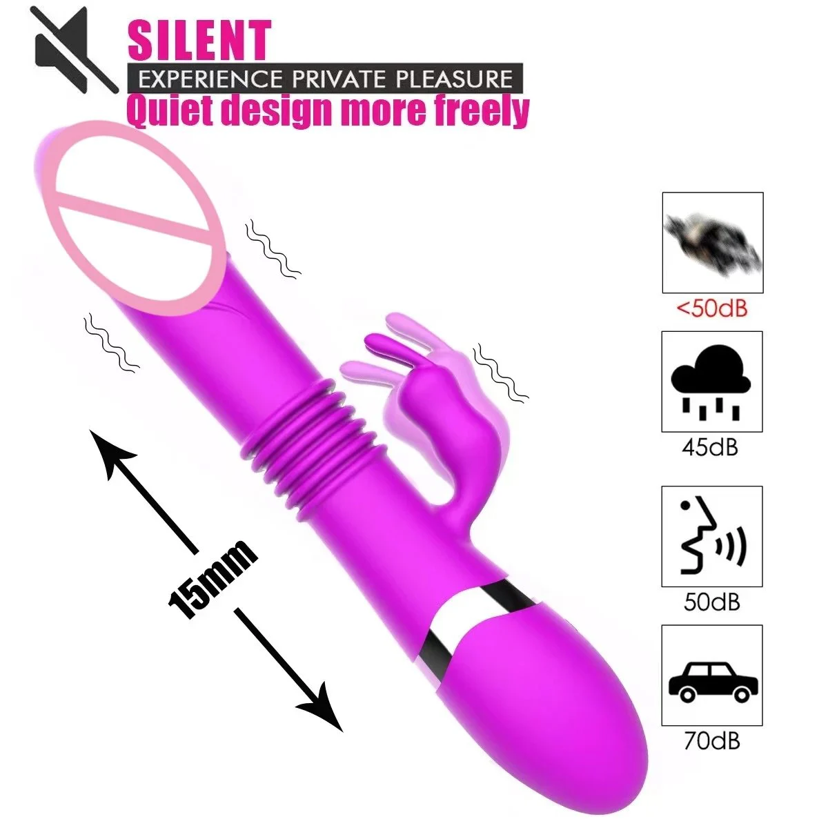 100% Waterproof USB Charge Dildo With Thrusting and Vibrator for Female Masturbation Silicone Rabbit Vibrator