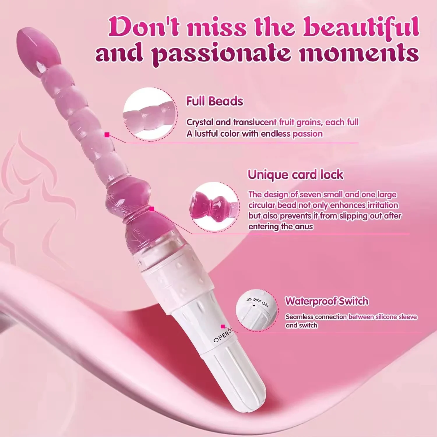 Flexible 7 Bead Anal Vibrator Prostate Stimulator Sex Toy for Men Women Couples-Anal Beads Butt Plug