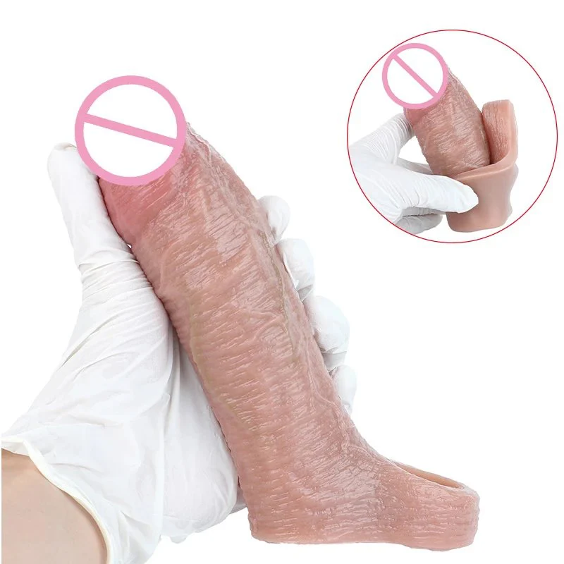 5.82in Hollow Skin Dildo Silicone Penis Extender Delay Ejaculation Penis Enlargement Sex Toys Penis Sleeve Sex Enhancer for Men