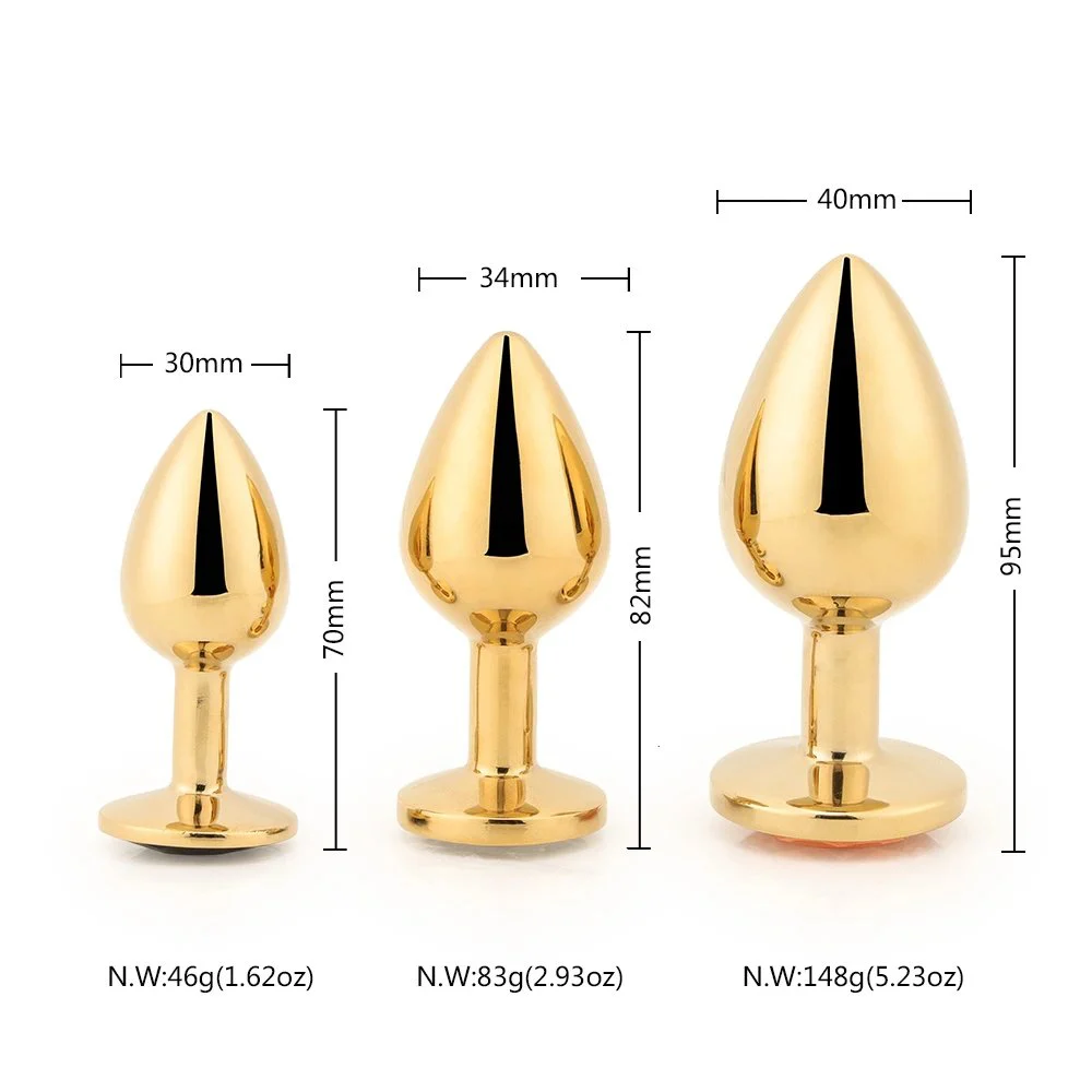 Gold Metal Plug Anal Couple Games Anal Adult Product Sex Toys