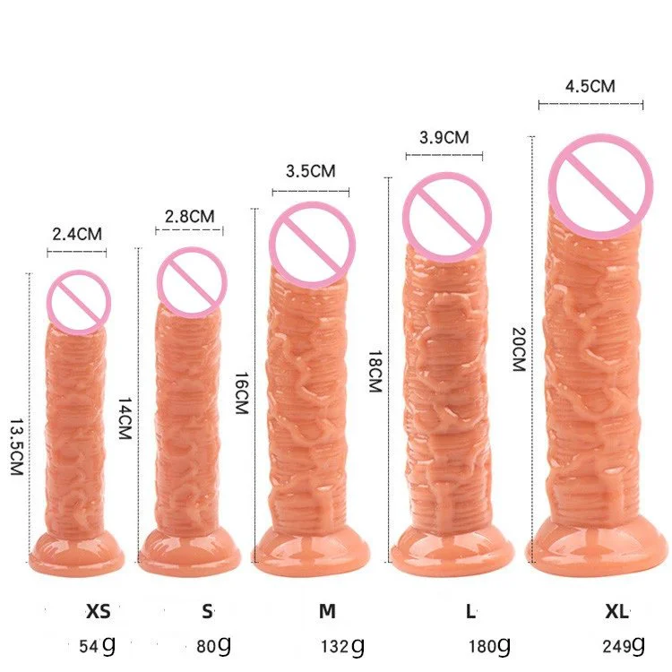 5 Different Sizes Suction Cup Realistic Soft Crystal Jelly Dildo Sex Toys for Women