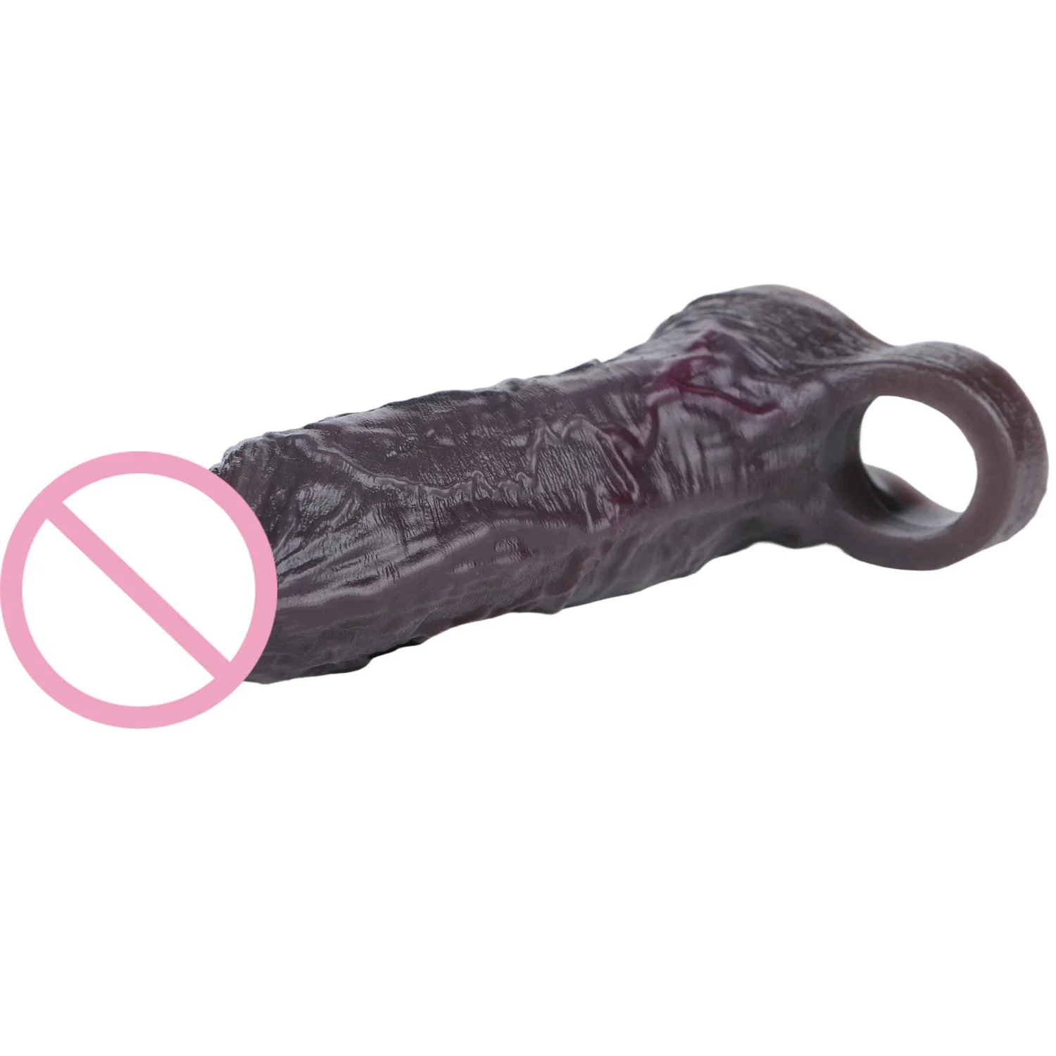 Black Penis Extender Silicone Soft Cock Ring Cock Sheath for Men Delay Ejaculation Reusable Condom Sex Toy for Couple