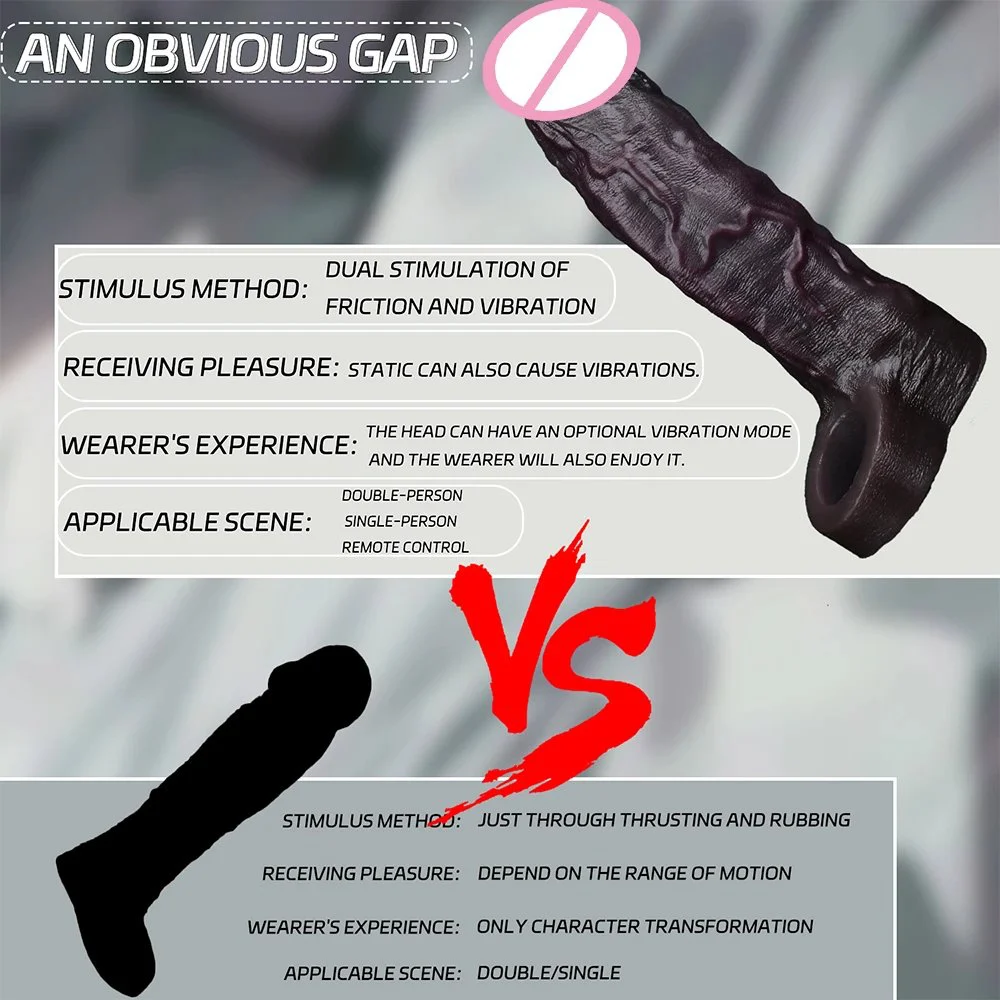 Soft Silicone Vibrating Penis Extension Sleeve Multi Frequency Vibration Closed Tip Male Enhancer