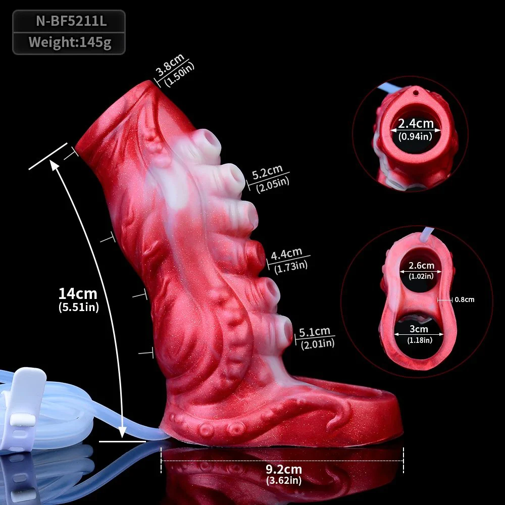 Squirting Penis Sleeve Enlargement Reusable Condom Jet Lubrication Function Anti-off Design Enlargement Extender for Male Sex