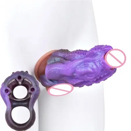 Tentacle Shape Male Penis Sleeve, Cock Sleeve with Penis Ring,Silicone Penis Extender Enlarger Sleeve Cock Extension Sleeve