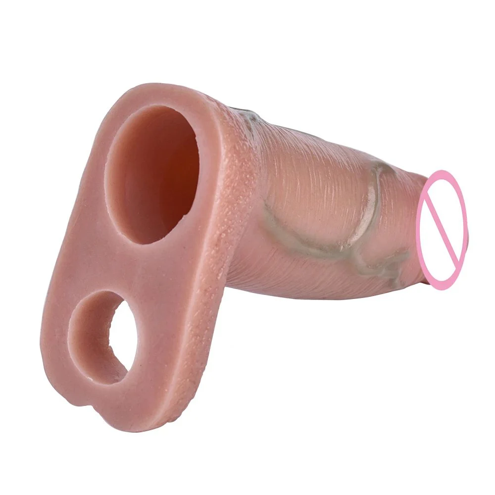 Support Droppingship Realistic Silicone Extension Penis Extender Big Dildo on Hollow Dildos Sleeves for Men