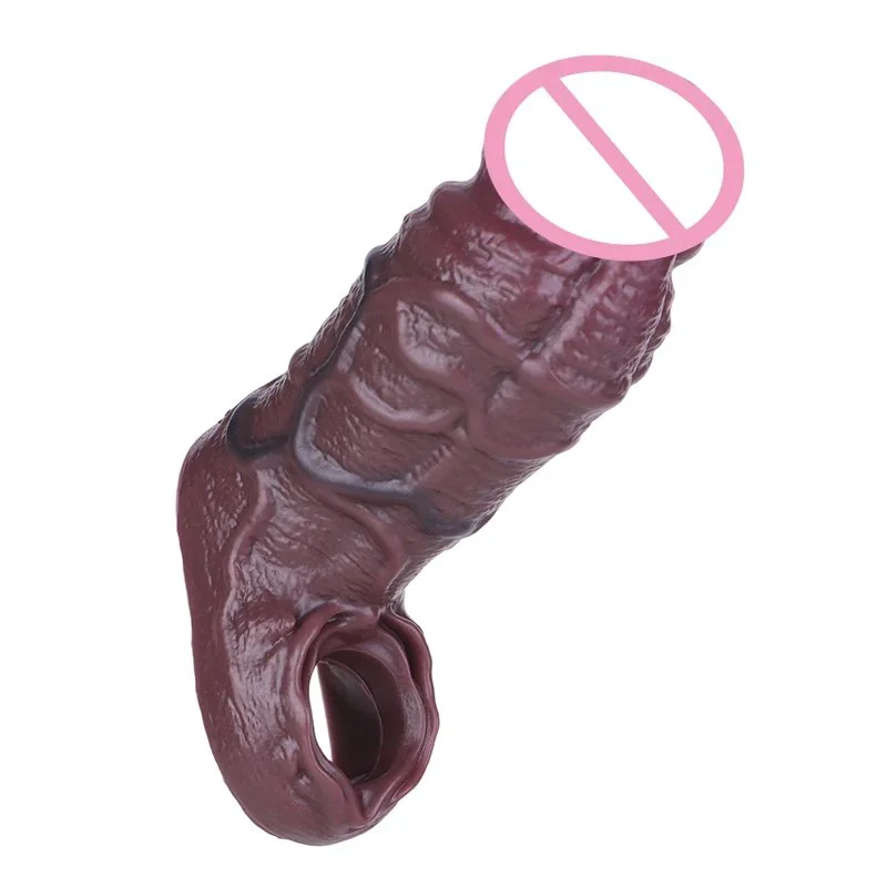 Brown Silicone Penis Sleeve for Men's Penis Extenders Effectively Increases Size and Enhances Experience