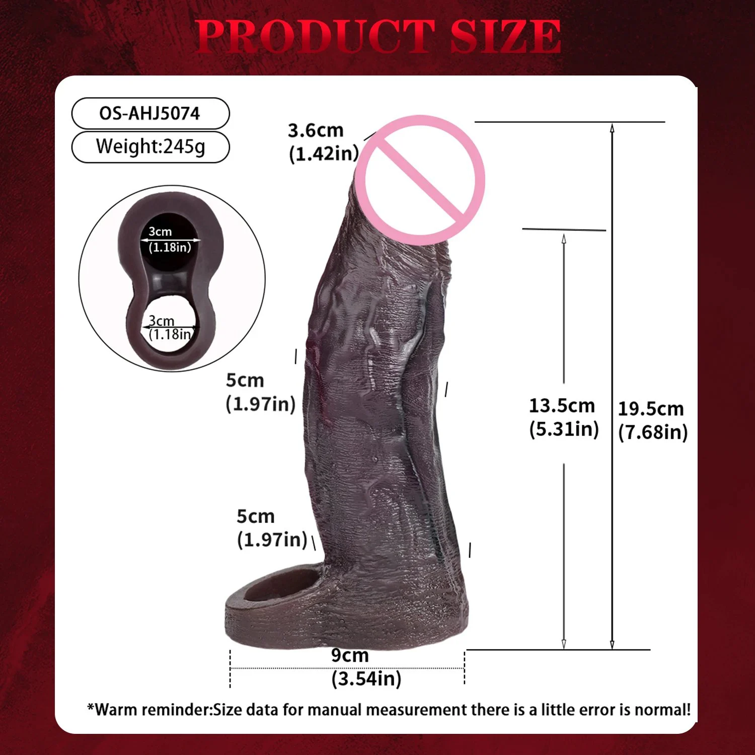 Super Soft Realistic Black Penis Sleeve Cock Ring Male Dick Enlargement Sex Toys Reusable Hollow Dildo Condom