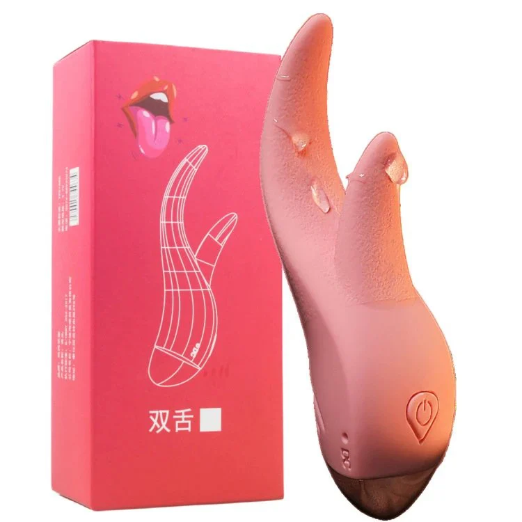 10 Vibration Modes USB Double Motor Heat Vibrating Tongue Dildo Sex Toys for Women