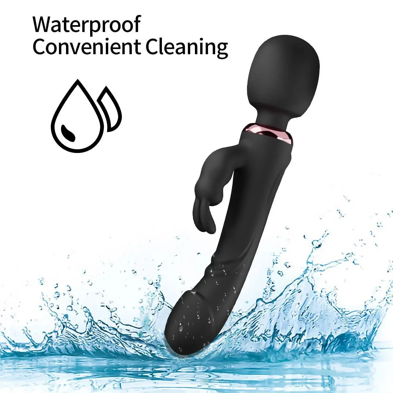 10 Vibrations 2 Motors Double Headed Vibrator Dildo G-Spot Rabbit Vibrator Wand for Clitoral Stimulation