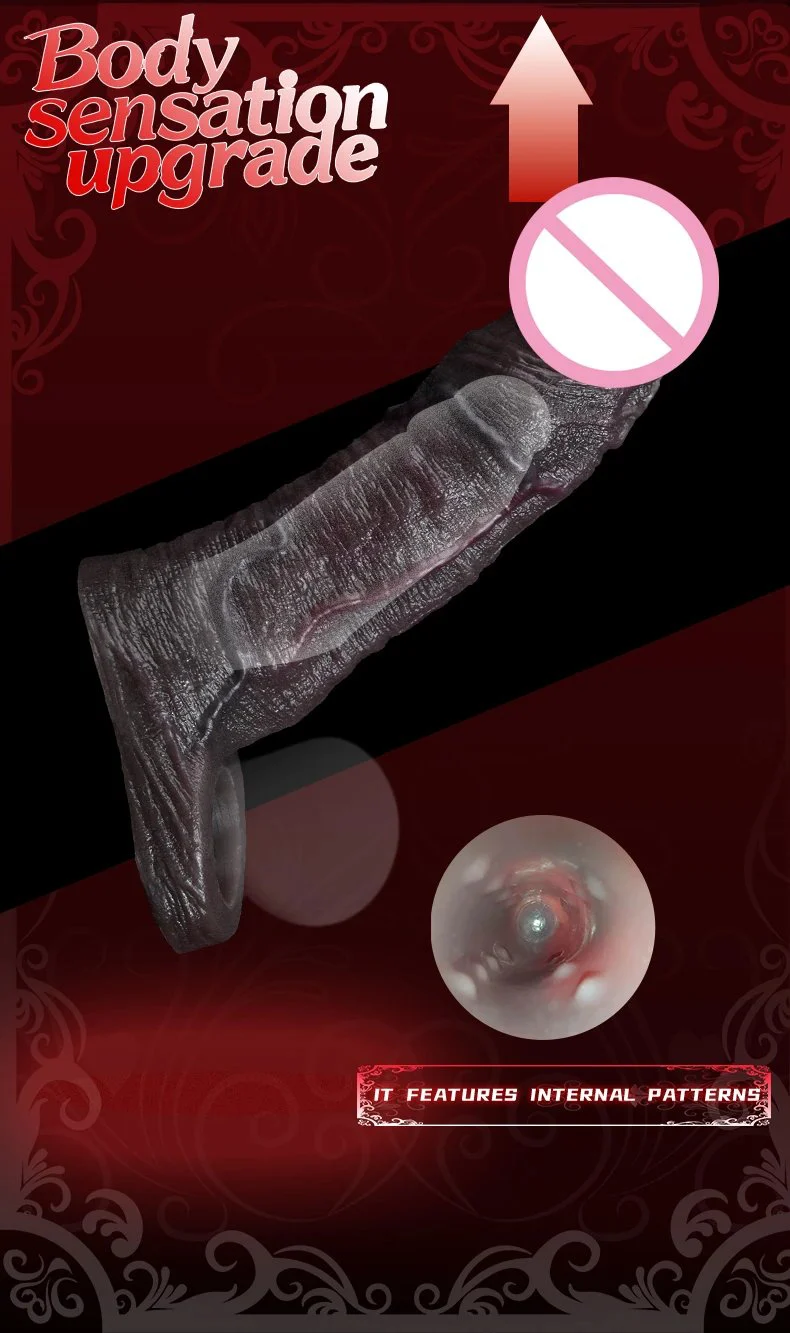 7.36in Closed-End Penis Sleeve Drop-Shippable Silicone Male Enhancement Penis Extender Female-Friendly Couples' Sex Toy