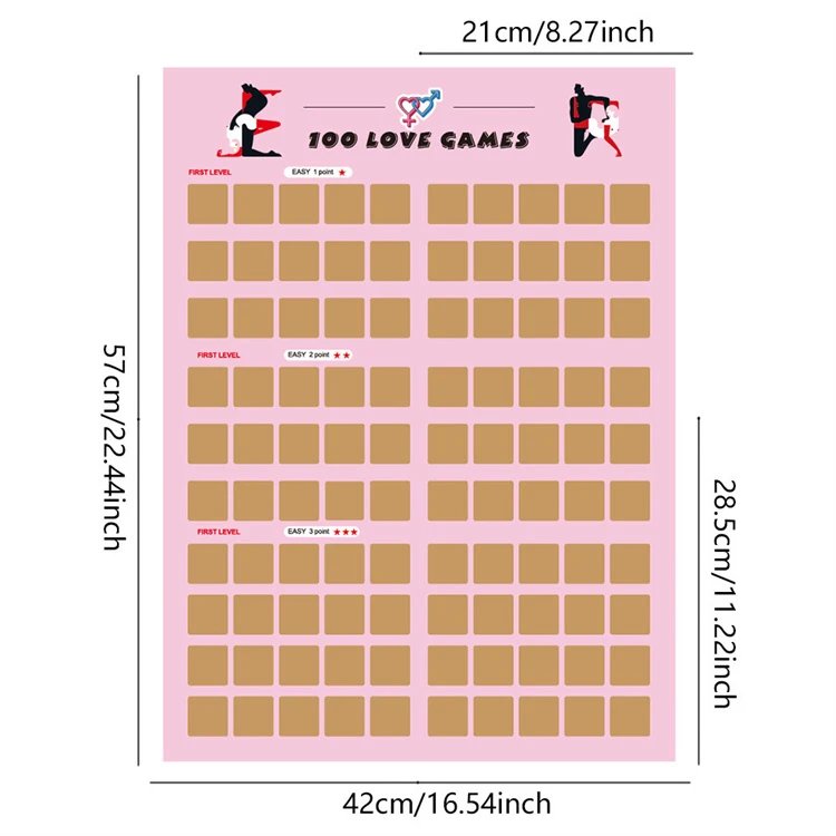 Adult Toy Couple Game 100 Couple Positions Poster Challenge Love Game Scratch off Poster