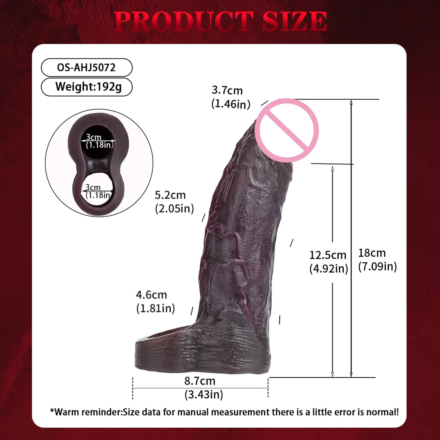 7.09in Male Penis Sleeve Effectively Enlarges with Realistic Simulation Technology Authentic Skin-like Feel Sex Toy Designed