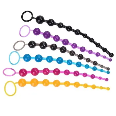 Adult Men's Anal Beads Sex Toys 10 Butt Plug with Finger Loop for Convenient Masturbation