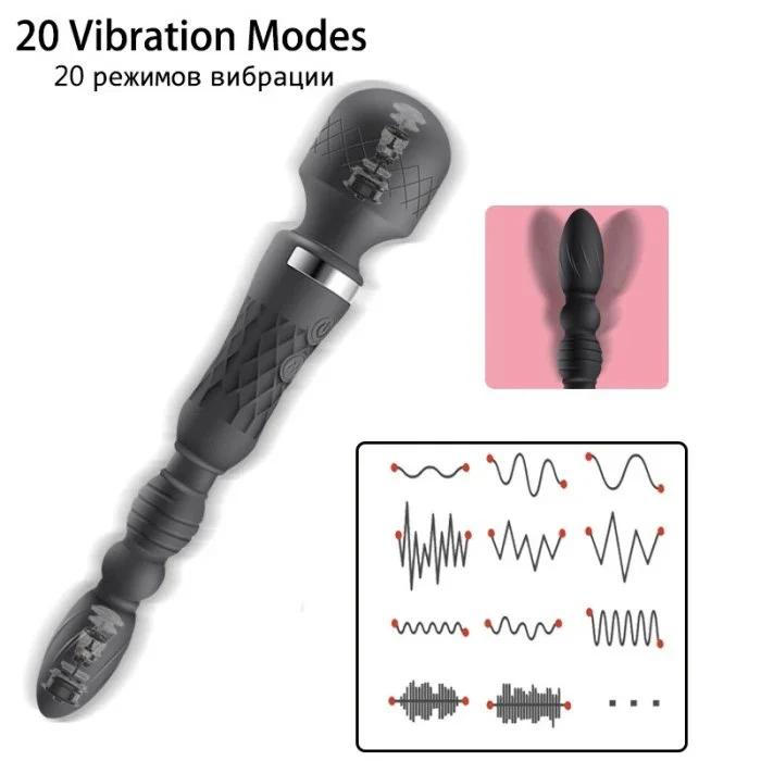 Powerful 20 Frequency Female Wand Massager with USB Powered Mini G-Spot Vibrators Anal Beads Stimulator Sex Products