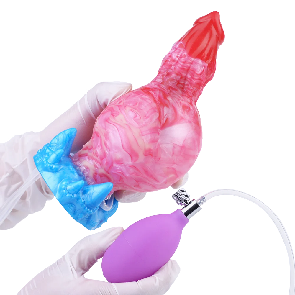 7 Inch Victor Squirting Cock Sex Toy With Needle Tube and air Bag Inflatable Anal Plug Masturbator Toy for Man and Woman