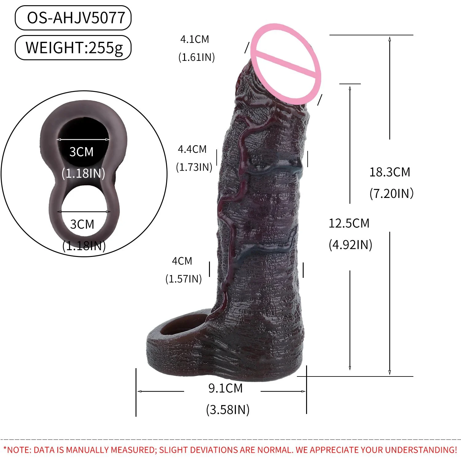 Distribution Lifelike Black Penis Sleeve With Vibration Function Flexible Male Cock Extender Couples Sex Toys