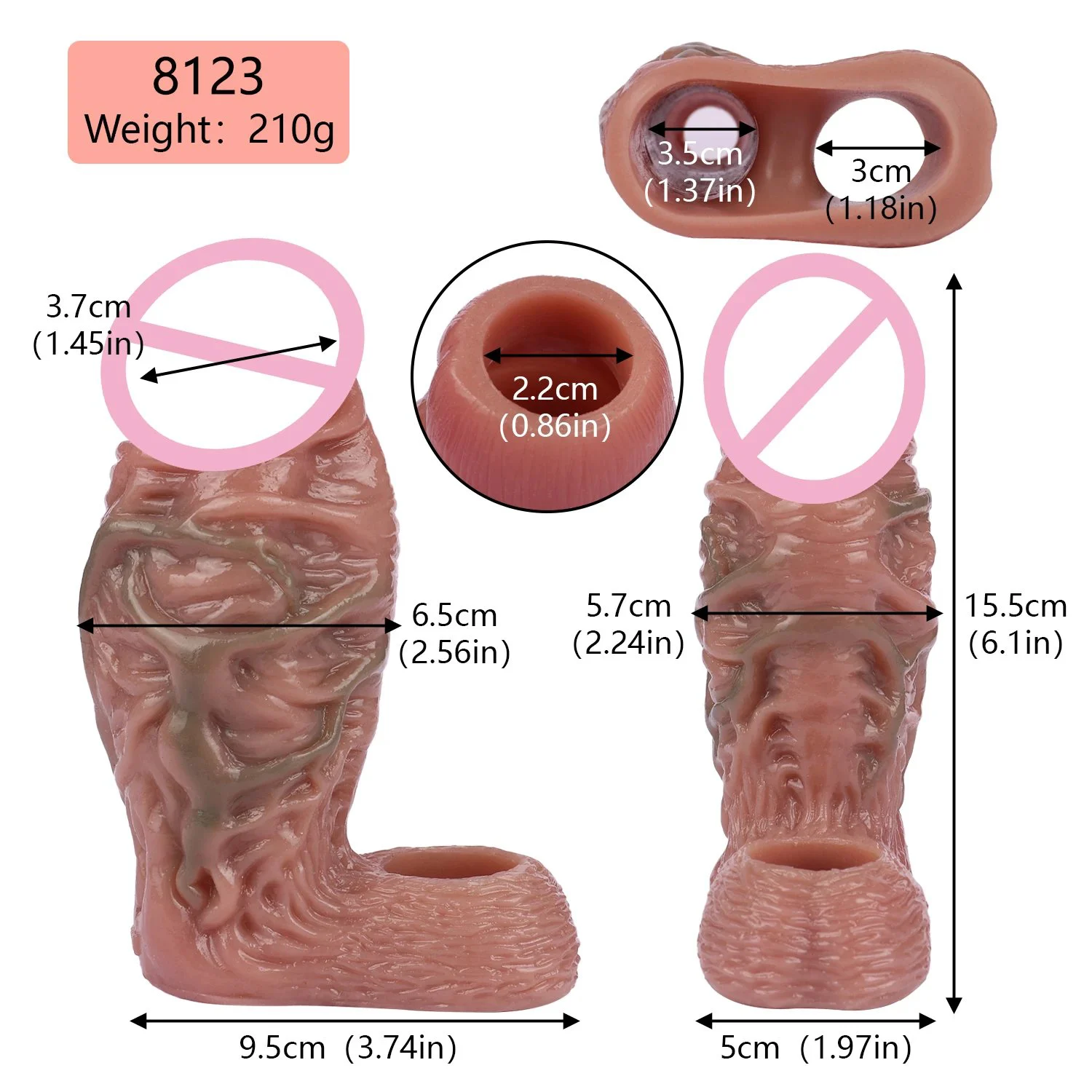 XL Thick Realistic 6.5 cm Penis Sleeve Girth Enhancer,Penis Sleeve Extender Enlarger,Large Silicone Sleeve Extension Delay
