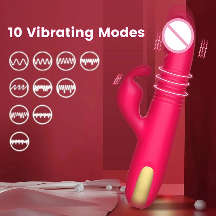 Rabbit Telescopic Dildo Vibrator Female Masturbator AV Wand Adult Toys for Women