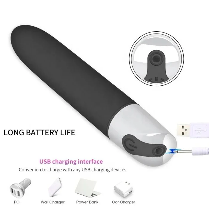 Portable Silicone Bullet Vibrator for Female Masturbation New Design with 10 Speed USB Power Supply for Vaginal and G-Spot Use
