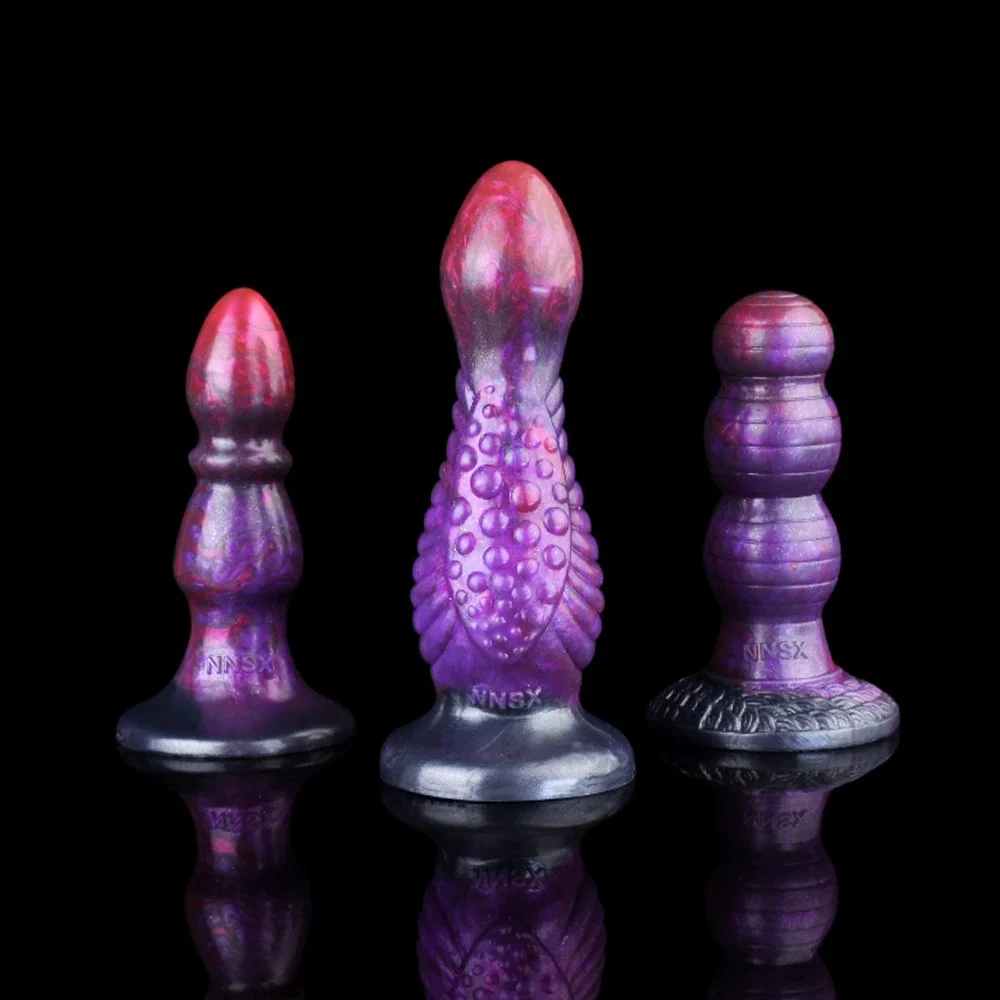 Anal Plug with Big Kont Soft Silicone Man Anal Plug Huge Realistic Cock Sex Machine Anal Toy Set