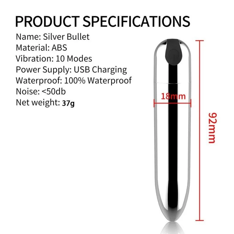 10-Mode Bullet Anal Plug Vibrator for Men and Women Sex Toy