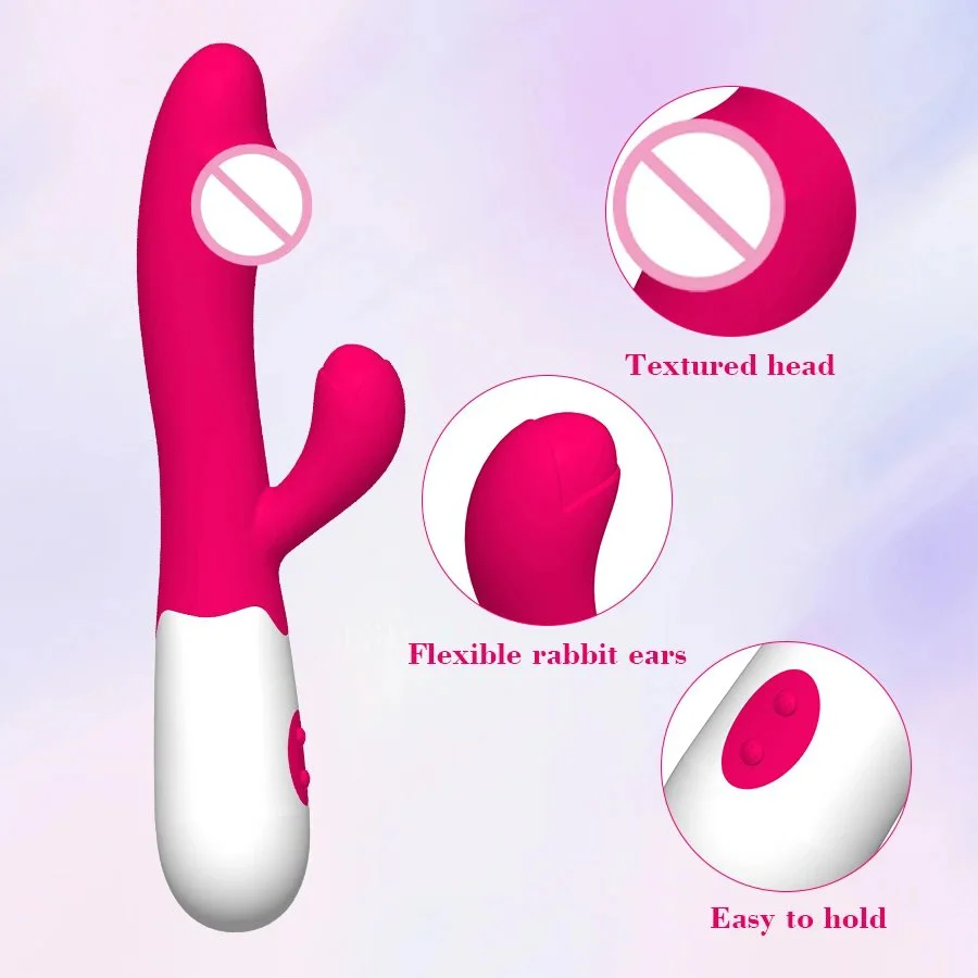 10-Mode G Spot Rabbit Vibrator for Women Dual Vibration Silicone Female Vagina Clitoris Anal Sex Toys High-Power Dildo Massager