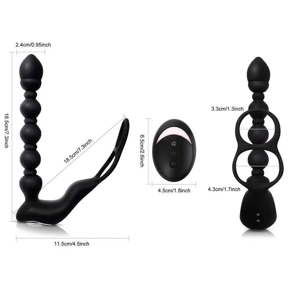 Anal Plug Vibrator for Men-100% Waterproof Silicone with Male Plug