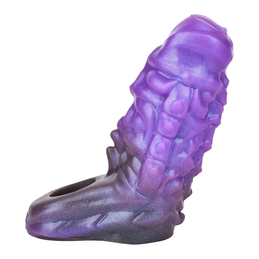 Amber Purple Fantasy Dildo Soft Silicone Penis Enlargement Sleeve Male Penis Extender Couple Sex Toys 1