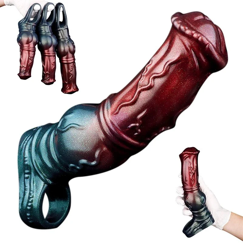 Animal Penis Sleeve Male Sex Toys Big Knot Clitoris G-spot Stimulate Delay Ejaculation Cock Sheath Stretcher for Men Couple