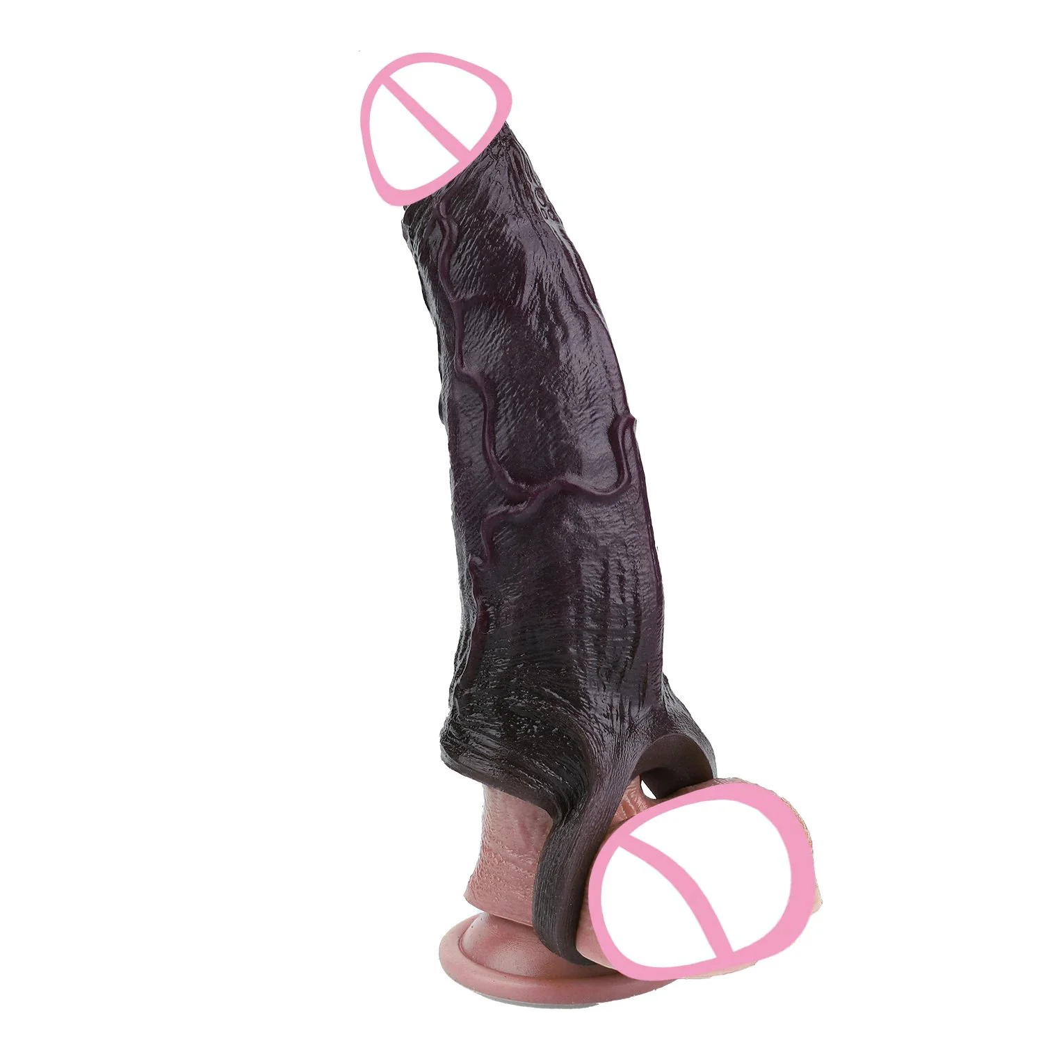 Black Vibrating Penis Enlargement Sleeve Supplier Adult Sex Toys10 Speed Vibration Male Dick Extend