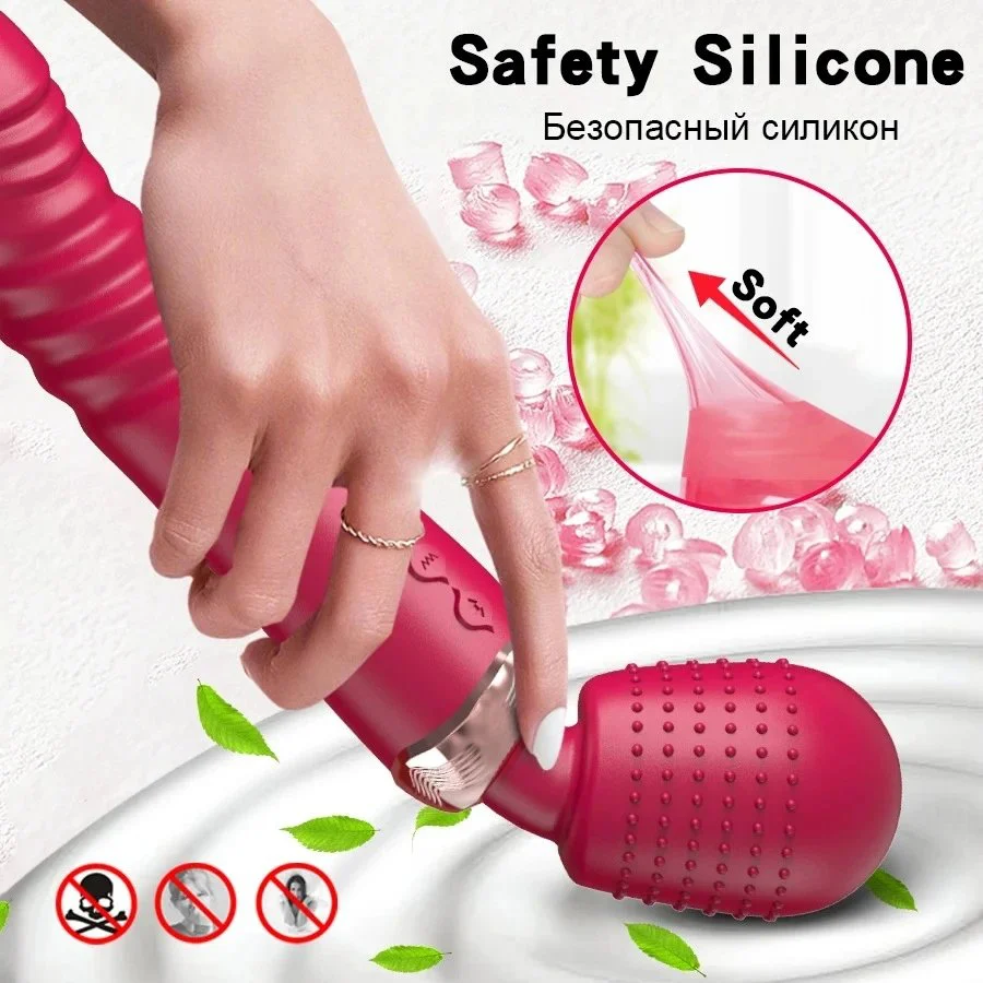 10 Modes Rechargeable Double Motors Handheld Telescopic Big AV Sex Vibrator Sex Toys Women