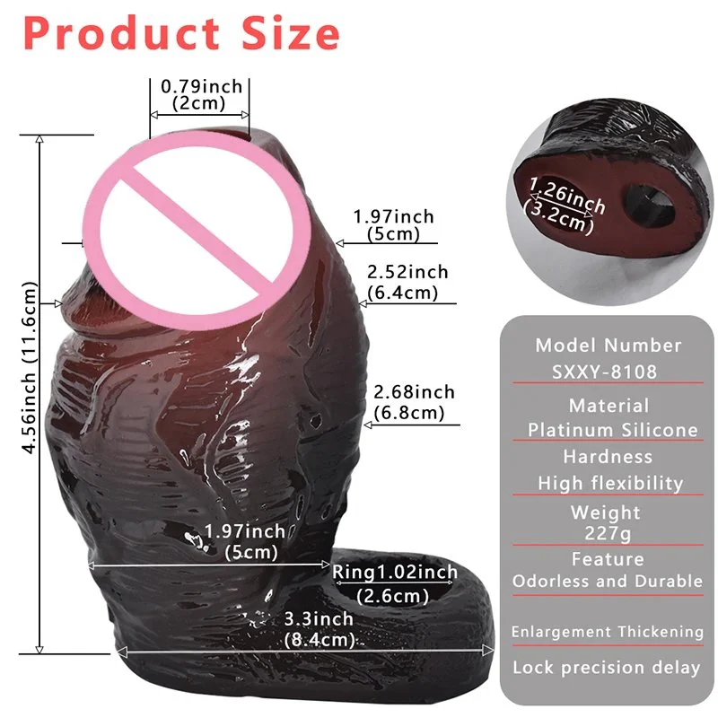 2 Color Enlargement Adults Male Sex Toys for Men Penis Sleeve with Convex Textures Cover Penis Ring Delay Ejaculation