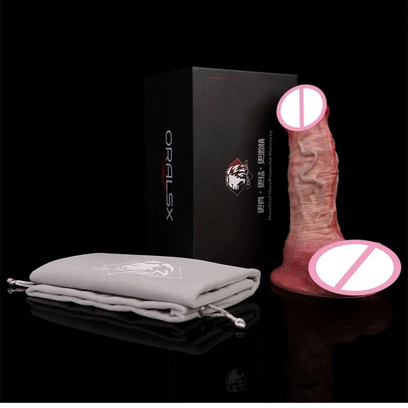 3D Precision Modeling Double-layer Technology Simulation Male Dildo Comes with Suction Cup Suitable for Female Sex Toys