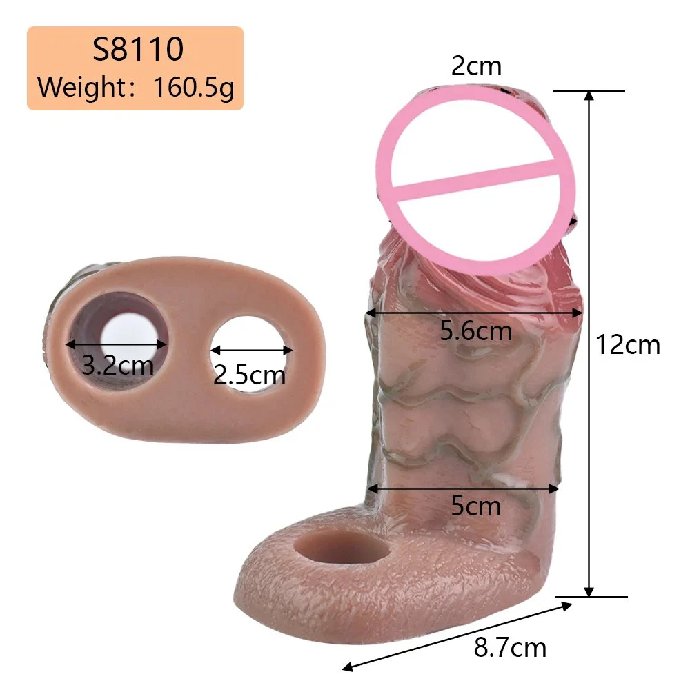 4.7in Skin Male Extension Enlargement Penis Sleeve Reuseable Silicone Sex Toys Adult Dildo Sleeves Couple Sharing Sex Toys