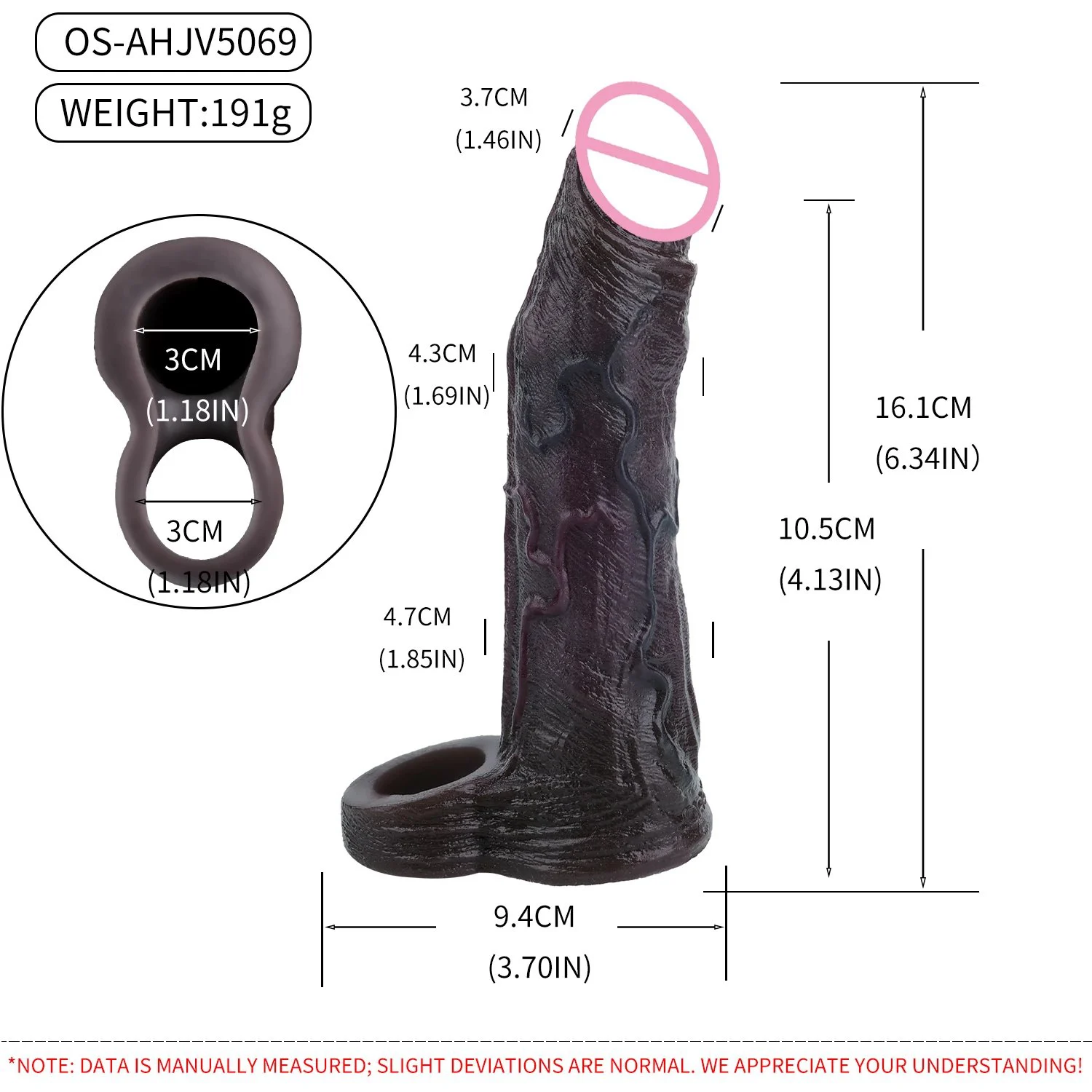 Black Obsidian Soft Silicone Vibrating Penis Extension Sleeve Closed Tip Wearable Enhancer Realistic Design
