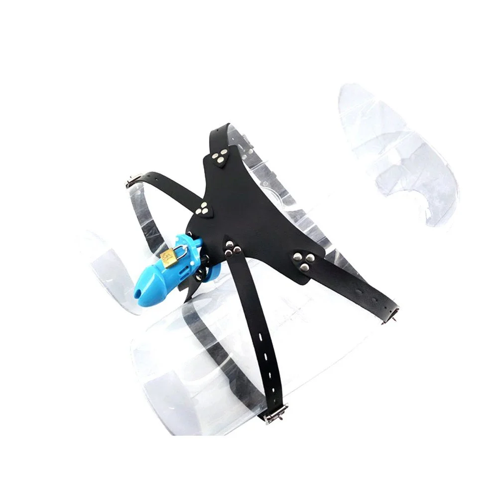 10cm Blue Plastic Penis Cage for Male Soft Men Chastity Device Keyholder Male Chastity Cage with Belt Chastity Belt for Male