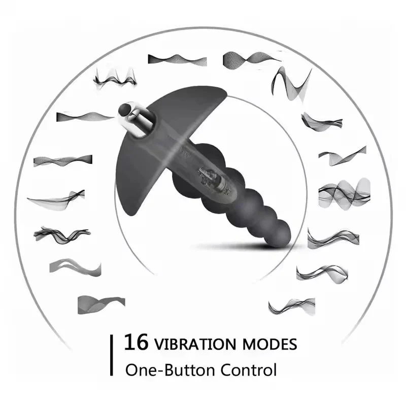 16 Mode Anal Vibrator with Prostate Massage Bead Silicone Butt Plug Sex Toy for Men Women Couples Anal Play Anal Stimulator