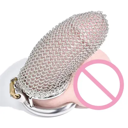 304 Stainless Steel Male Chastity Cage Reticular Mesh with Curved or Round Ring for Male Chastity Life
