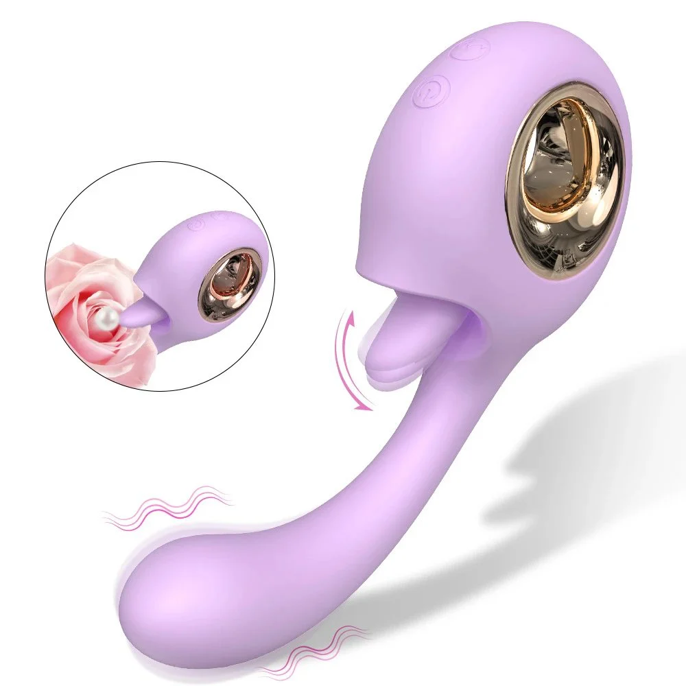 2 in 1 Clitoral Tongue Licking Vibrator 9 Patterns Vaginal Stimulator Vibrator